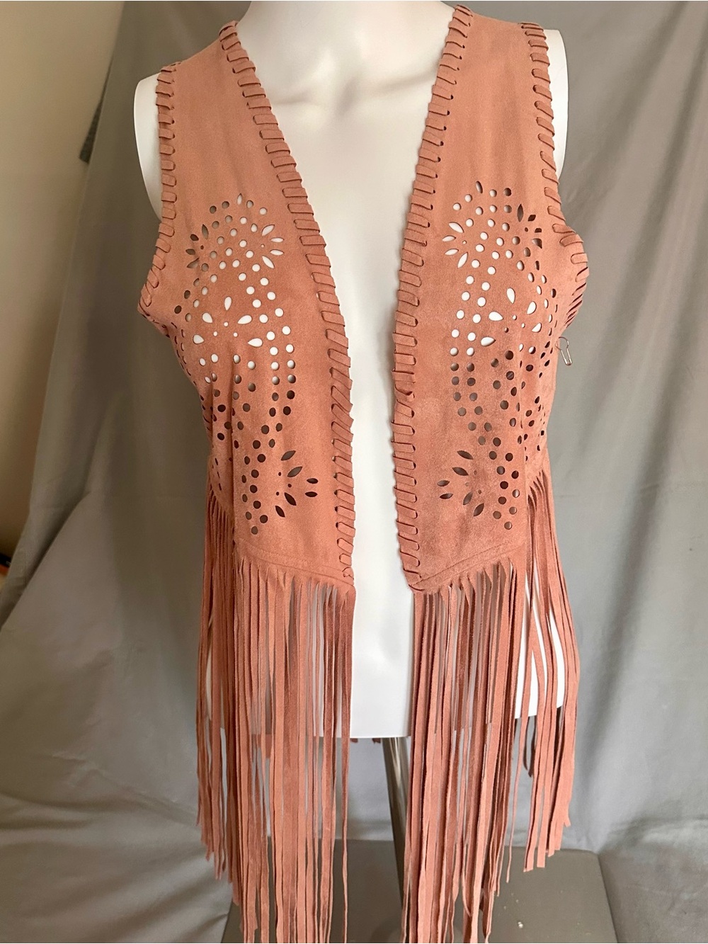 Forever 21 Fringe Suede-Look Vest S